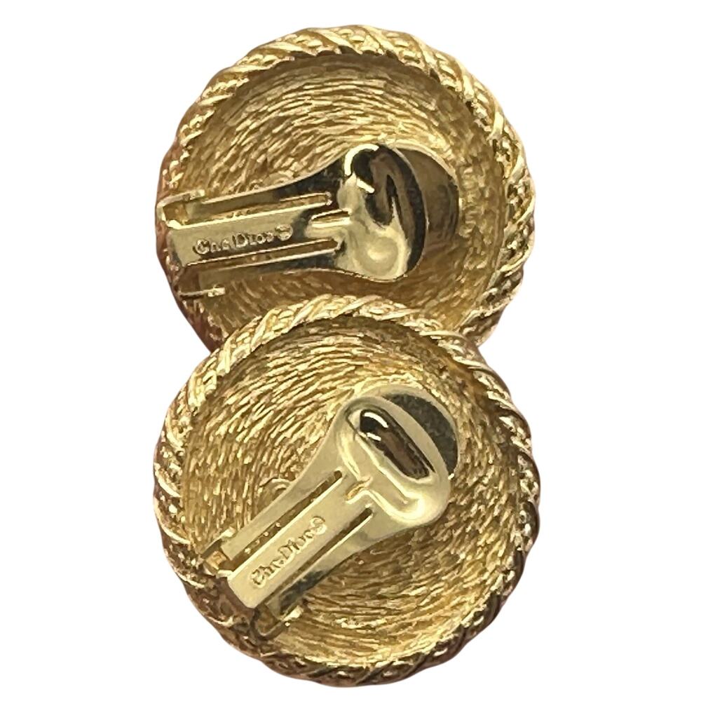 Vintage Christian Dior Earrings & Necklace Set W/ Faux Cabachon Pearl Gold Tone - Picture 14 of 15